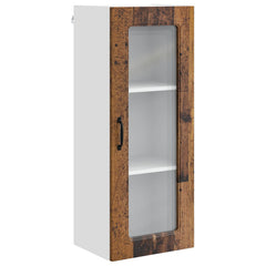 Kitchen Wall Cabinet with Glass Door "Kalmar" Old wood 1x wall corner cabinet 57 cm wide 100 cm high–2x wall glass cabinet (1 door) 40 cm wide 40 cm high 1x wall glass cabinet (1 door) 40 cm wide 100 cm high