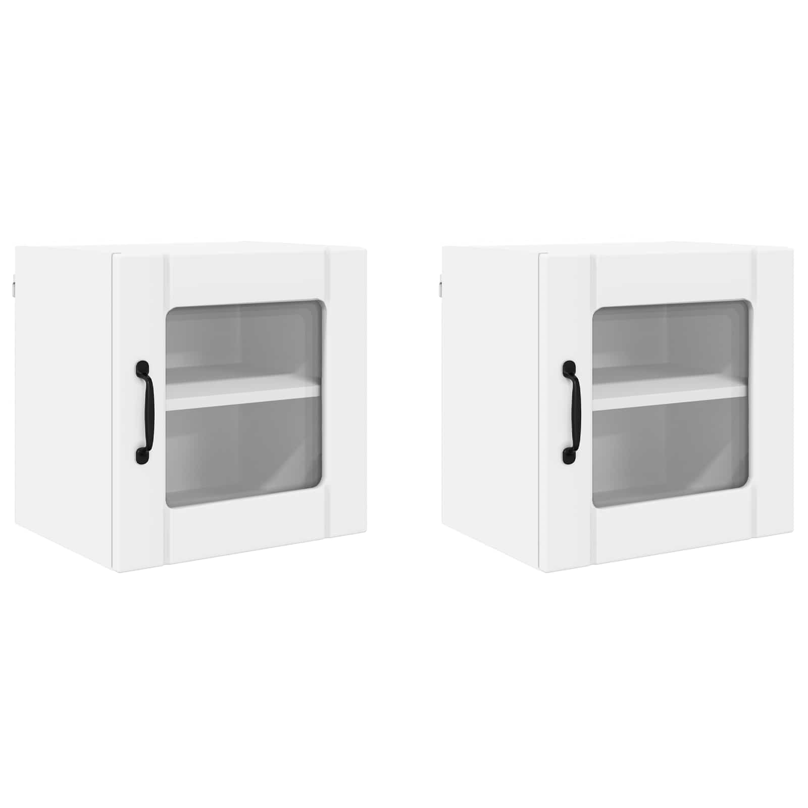 vidaXL Wall Glass Cabinet LUCCA 2 pcs White Engineered Wood 2