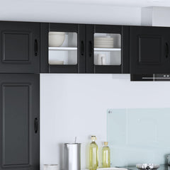 vidaXL Wall Glass Cabinet LUCCA 2 pcs Black Engineered Wood 1