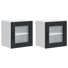 vidaXL Wall Glass Cabinet LUCCA 2 pcs Black Engineered Wood 2