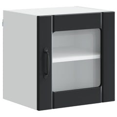 vidaXL Wall Glass Cabinet LUCCA 2 pcs Black Engineered Wood 5