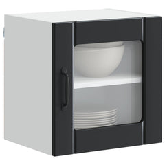 vidaXL Wall Glass Cabinet LUCCA 2 pcs Black Engineered Wood 3