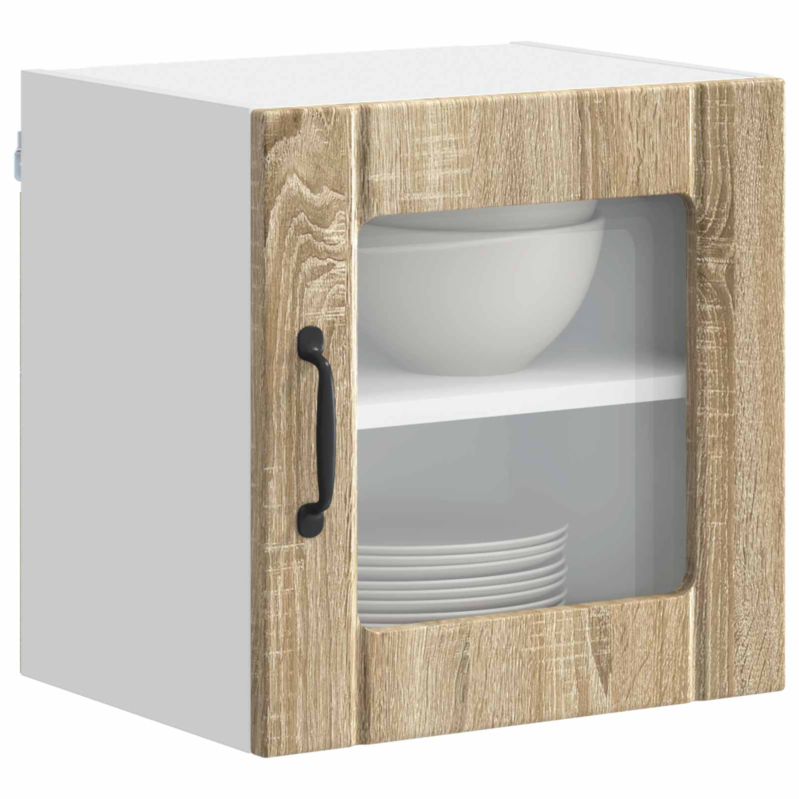 vidaXL Wall Glass Cabinet LUCCA 2 pcs Sonoma Oak Engineered Wood 3