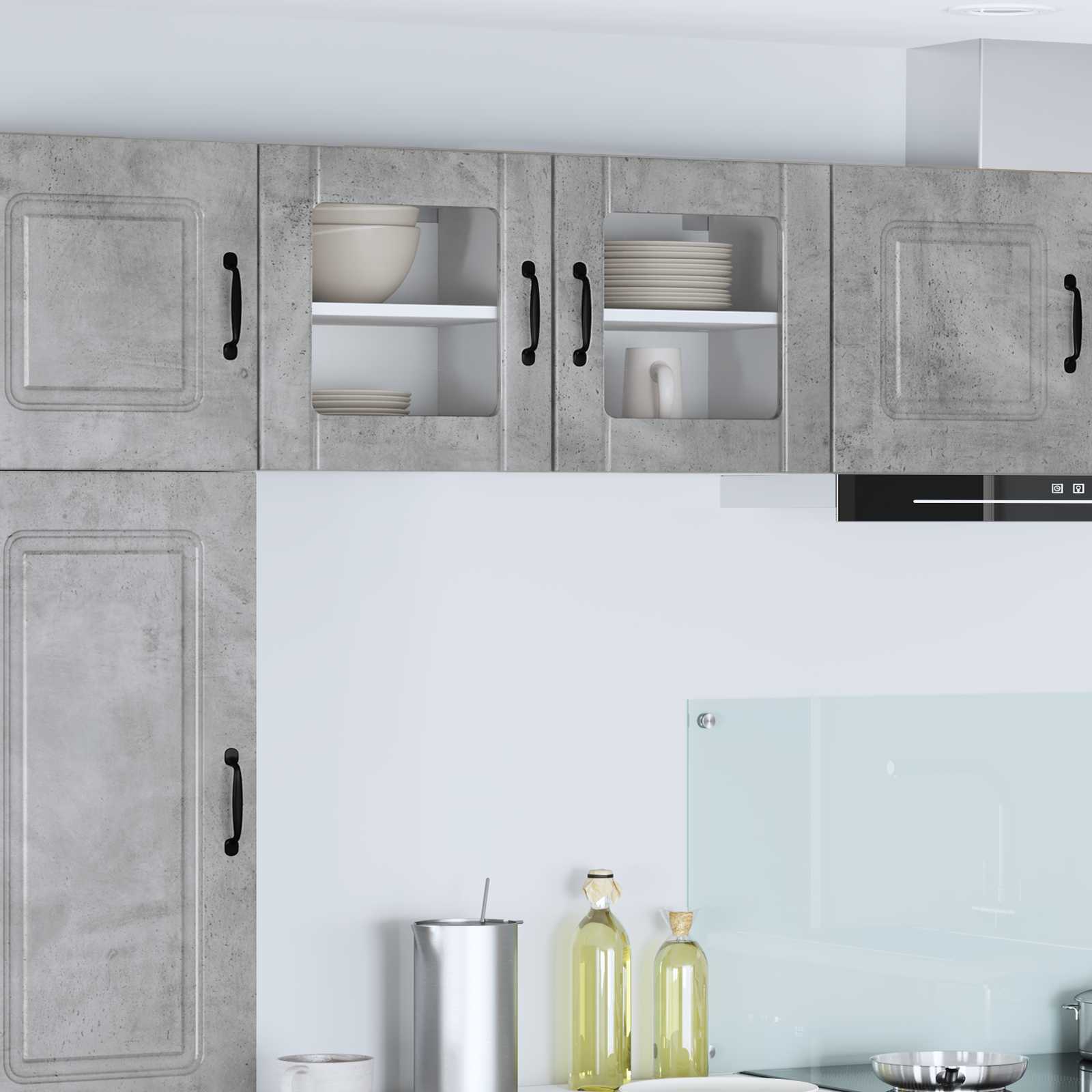 vidaXL Wall Glass Cabinet LUCCA Concrete Grey 40 x 31 x 40 cm 1