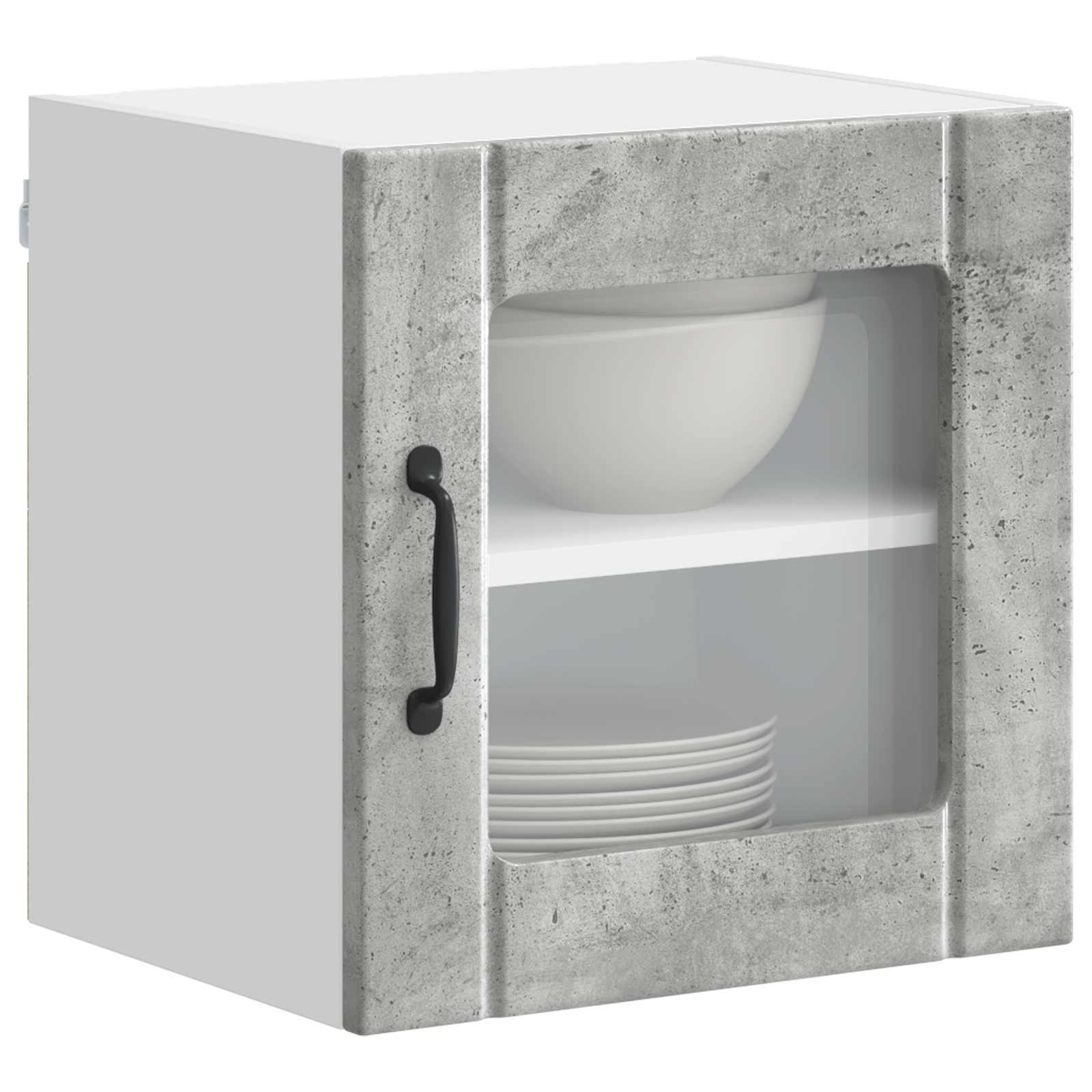 vidaXL Wall Glass Cabinet LUCCA Concrete Grey 40 x 31 x 40 cm 3