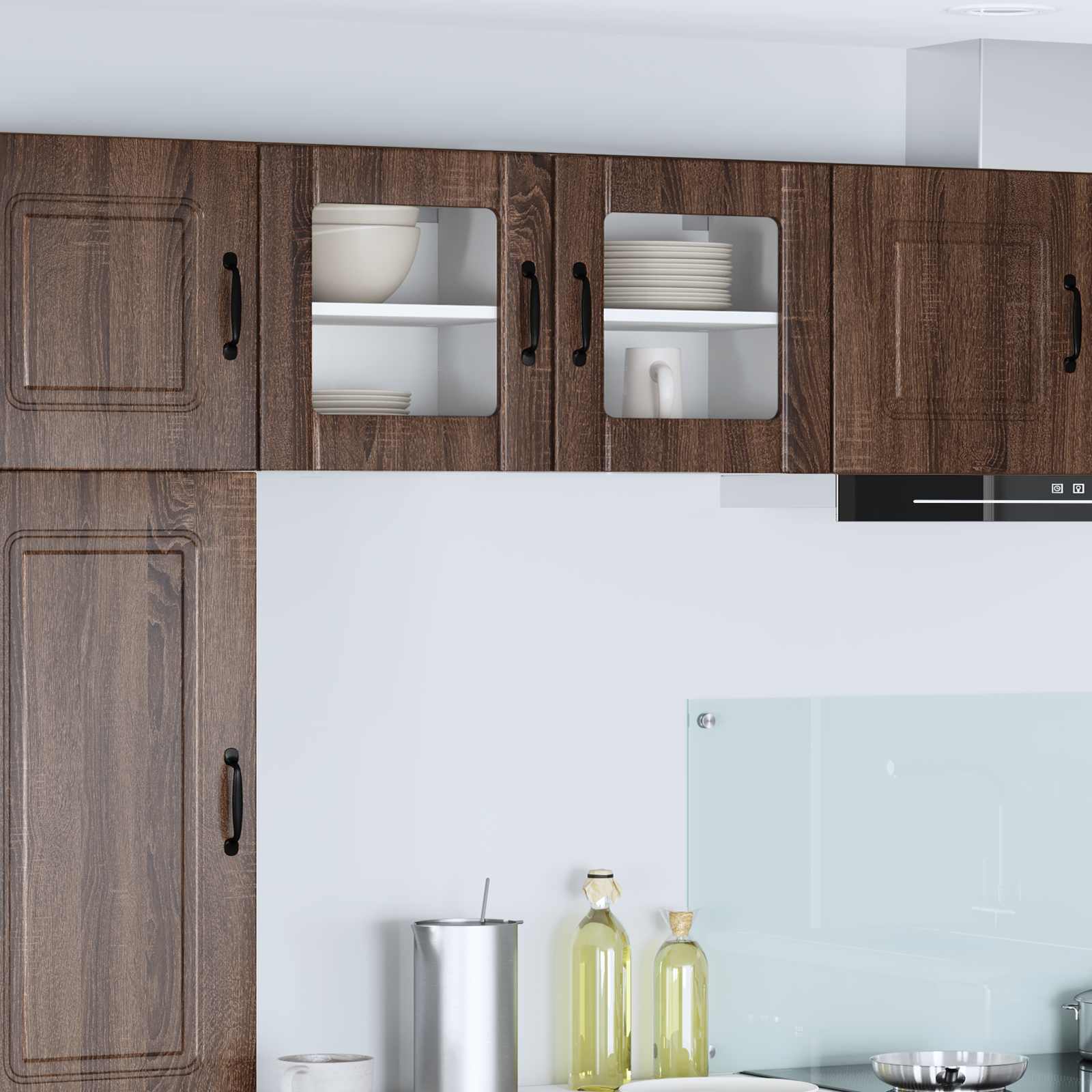 vidaXL Wall Glass Cabinet LUCCA Brown Oak 40 x 31 x 40 cm 1