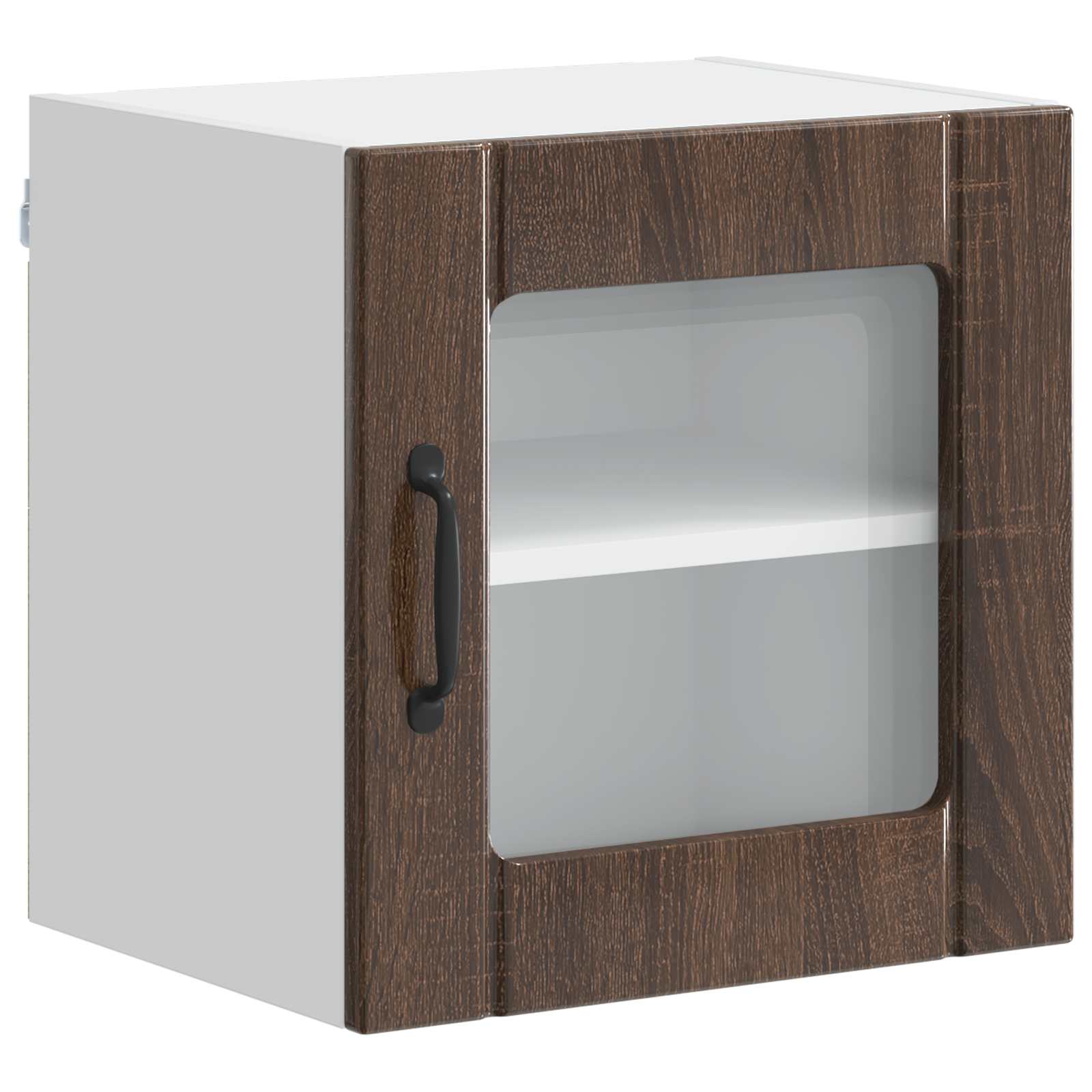 vidaXL Wall Glass Cabinet LUCCA Brown Oak 40 x 31 x 40 cm 2