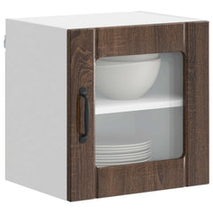 vidaXL Wall Glass Cabinet LUCCA 2 pcs Brown Oak Engineered Wood 3