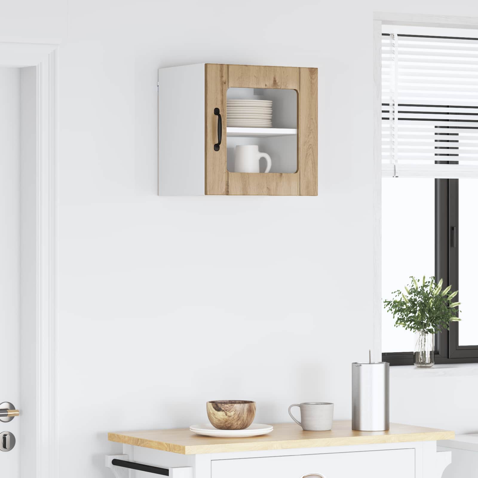 vidaXL Wall Glass Cabinet LUCCA Artisan Oak 40 x 31 x 40 cm 4