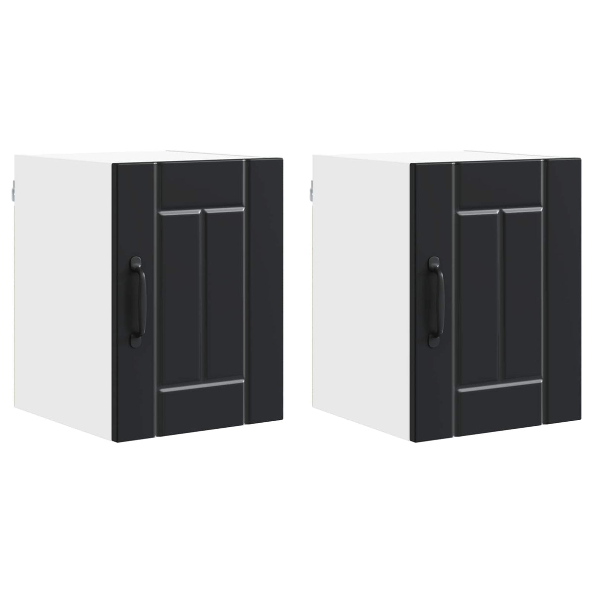 Kitchen Wall Cabinet with Glass Door "Lucca" Black 1x wall corner cabinet 57 cm wide 100 cm high–2x wall glass cabinet (1 door) 40 cm wide 40 cm high 2x wall cabinet (1 door) 30 cm wide 40 cm high