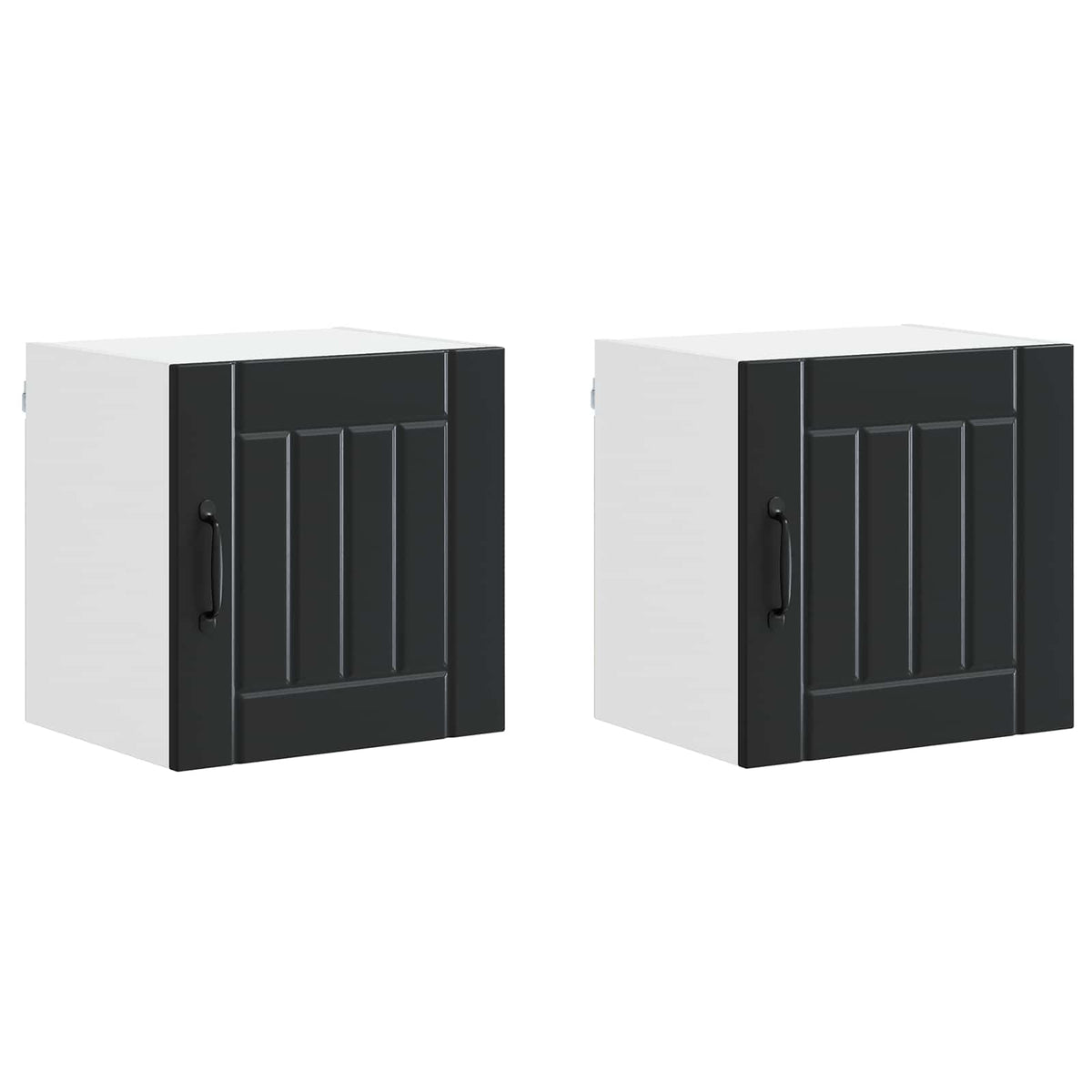 Kitchen Wall Cabinet with Glass Door "Lucca" Black 1x wall corner cabinet 57 cm wide 100 cm high–2x wall glass cabinet (1 door) 40 cm wide 40 cm high 2x wall cabinet (1 door) 40 cm wide 40 cm high