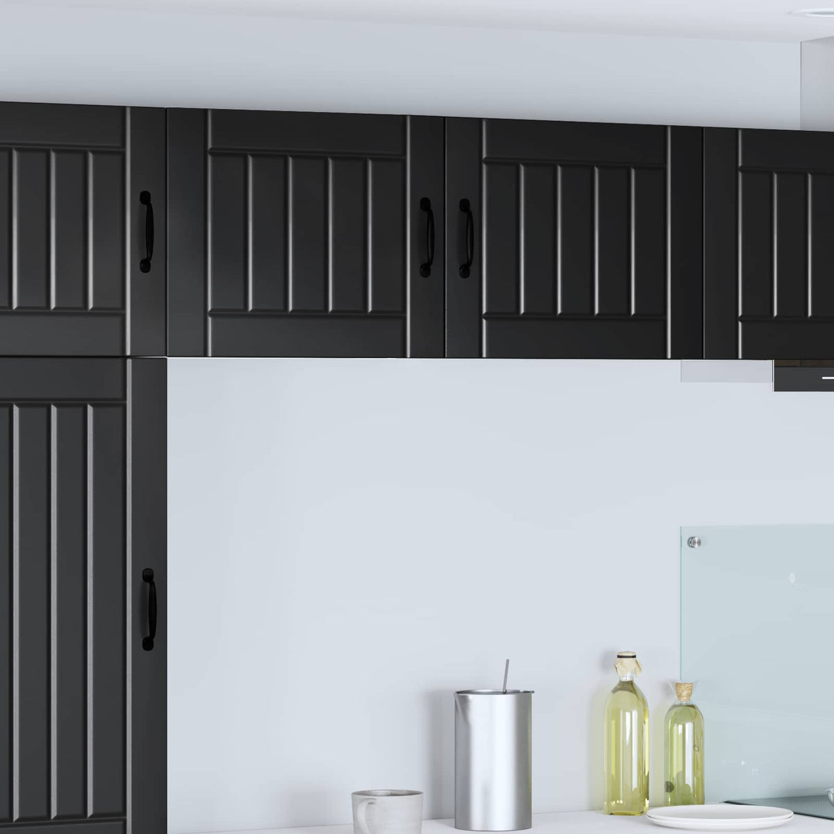 vidaXL Kitchen Wall Cabinet with Glass Door "Lucca" Black