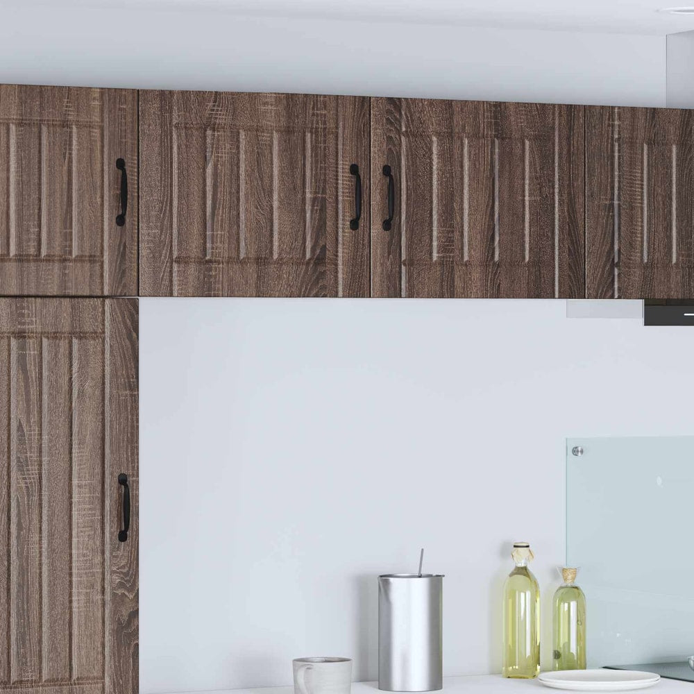 Kitchen Wall Cabinet "Lucca" Engineered Wood Brown Oak 1x wall cabinet (1 door) 50 cm wide 40 cm high