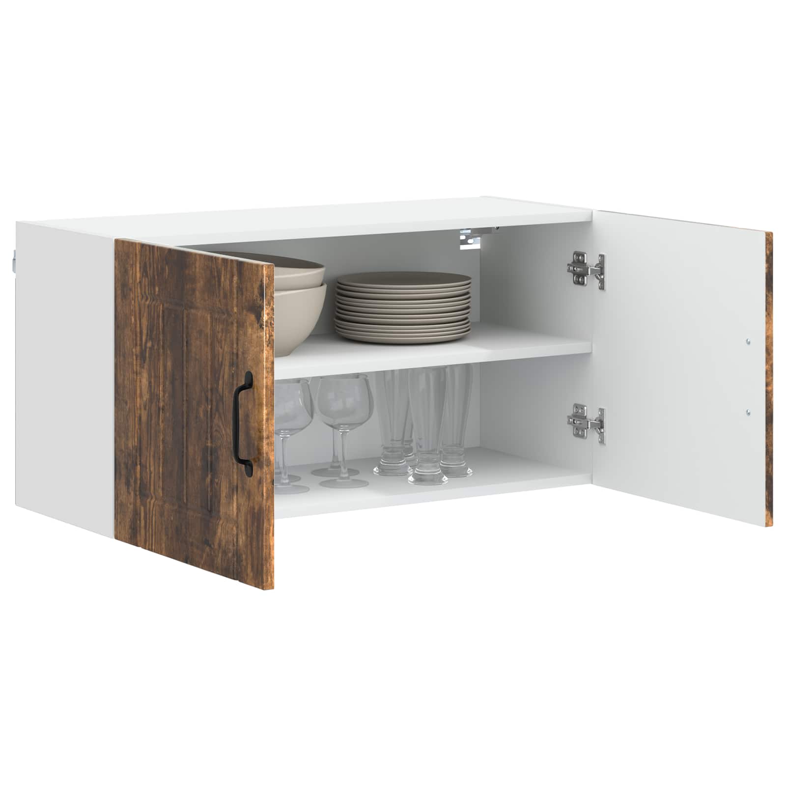 vidaXL Wall Cabinet LUCCA Smoked Oak 80 x 31 x 40 cm Engineered Wood 3