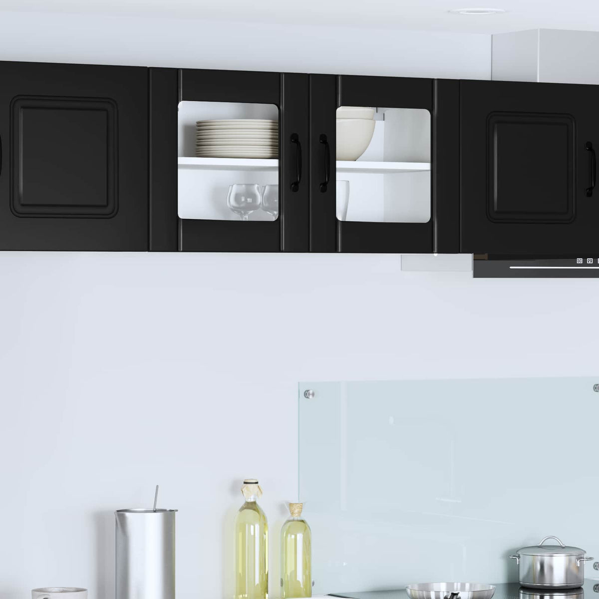 vidaXL Kitchen Wall Cabinet with Glass Door "Lucca" Black