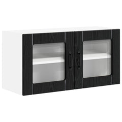 vidaXL Wall Glass Cabinet LUCCA Black Oak 80 x 31 x 40 cm 2