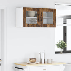 vidaXL Wall Glass Cabinet LUCCA Smoked Oak 80 x 31 x 40 cm 4