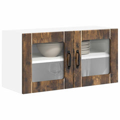 vidaXL Wall Glass Cabinet LUCCA Smoked Oak 80 x 31 x 40 cm 3