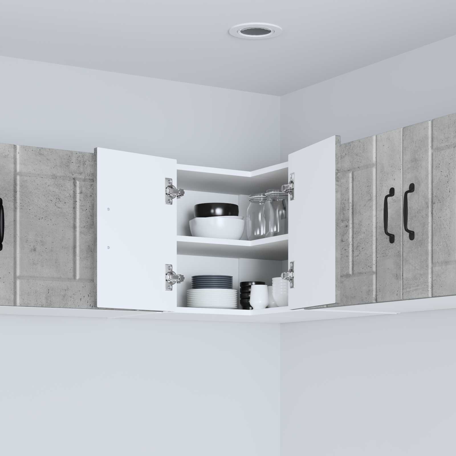 vidaXL Wall Corner Cabinet LUCCA Concrete Grey 57 x 57 x 40 cm 4