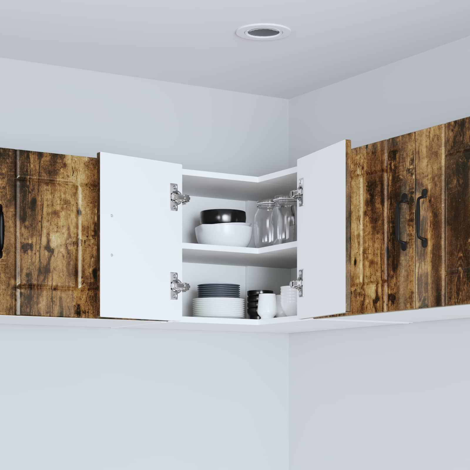 vidaXL Wall Corner Cabinet LUCCA Smoked Oak 57 x 57 x 40 cm 4