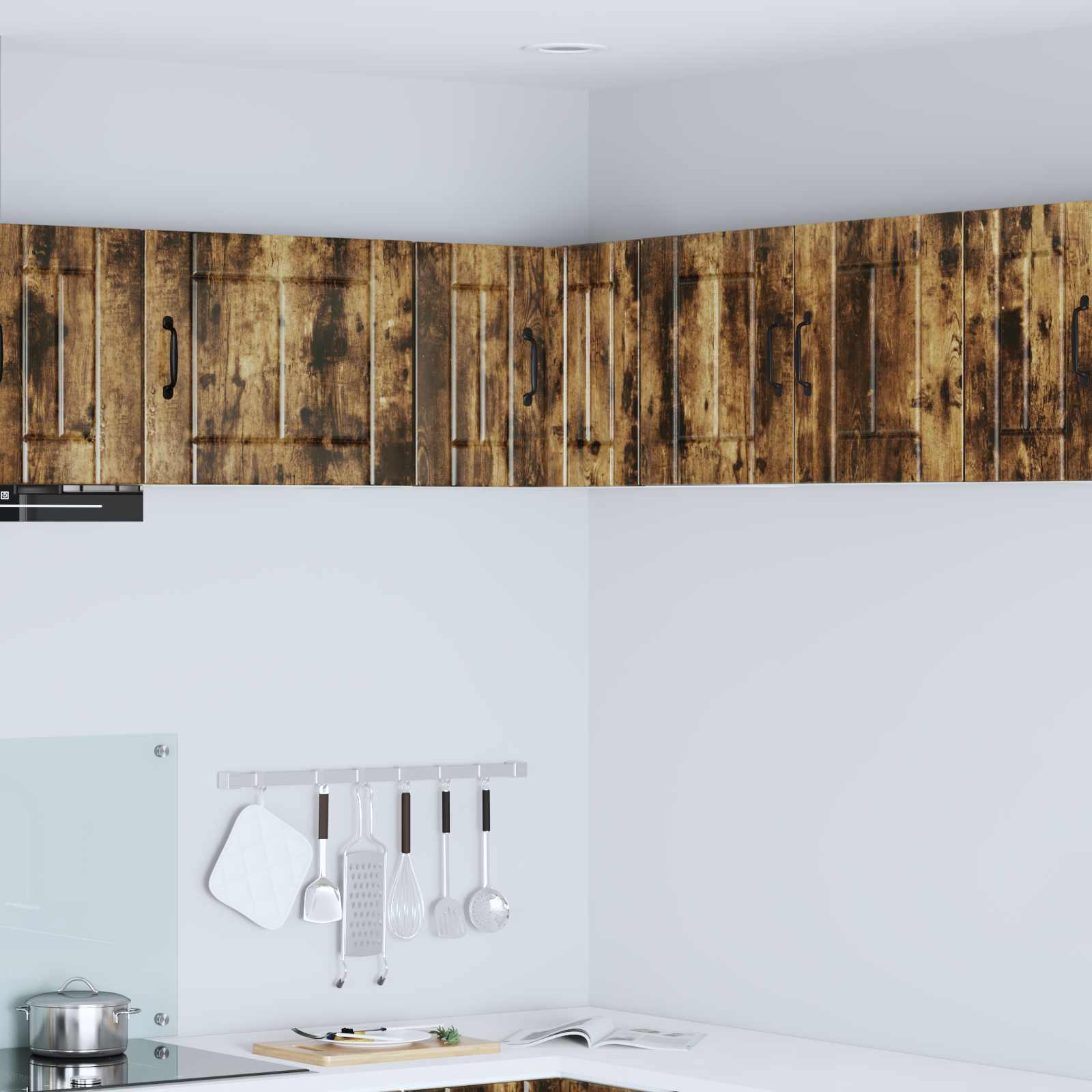 vidaXL Wall Corner Cabinet LUCCA Smoked Oak 57 x 57 x 40 cm 1