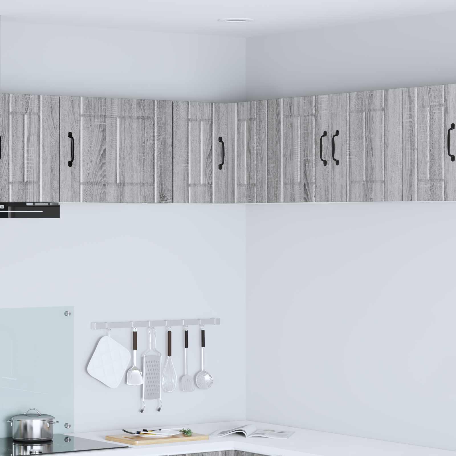 vidaXL Wall Corner Cabinet LUCCA Grey Sonoma 57 x 57 x 40 cm 1