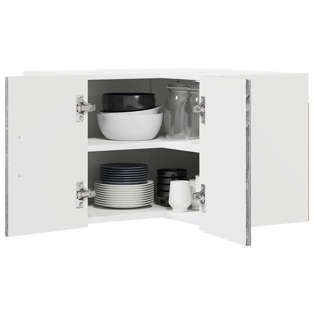vidaXL Wall Corner Cabinet LUCCA Grey Sonoma 57 x 57 x 40 cm 3
