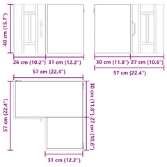 vidaXL Wall Corner Cabinet LUCCA Brown Oak 57 x 57 x 40 cm 6