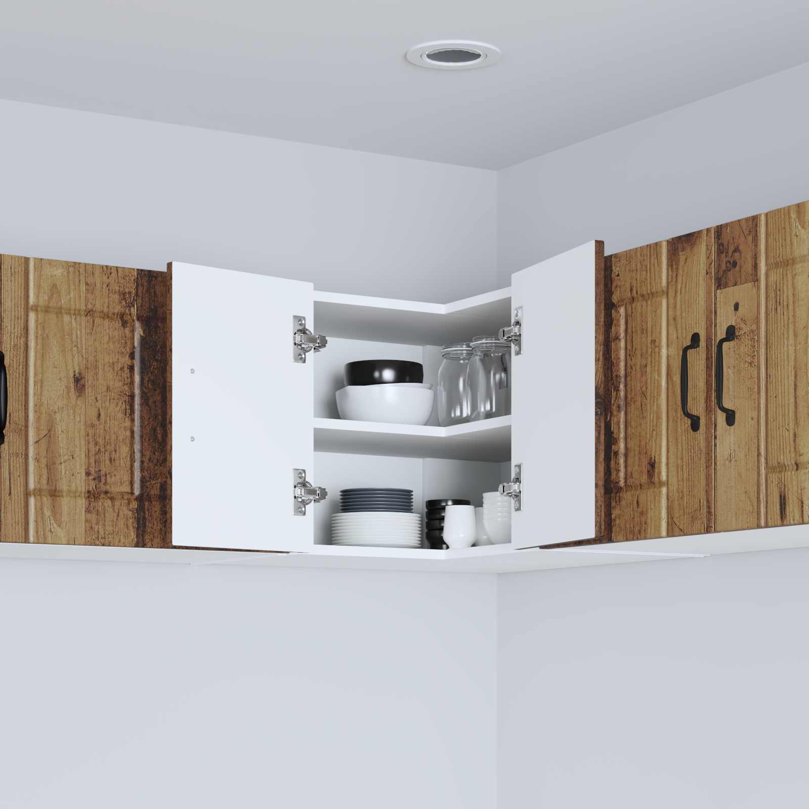 vidaXL Wall Corner Cabinet LUCCA Old Wood 57 x 57 x 40 cm 4