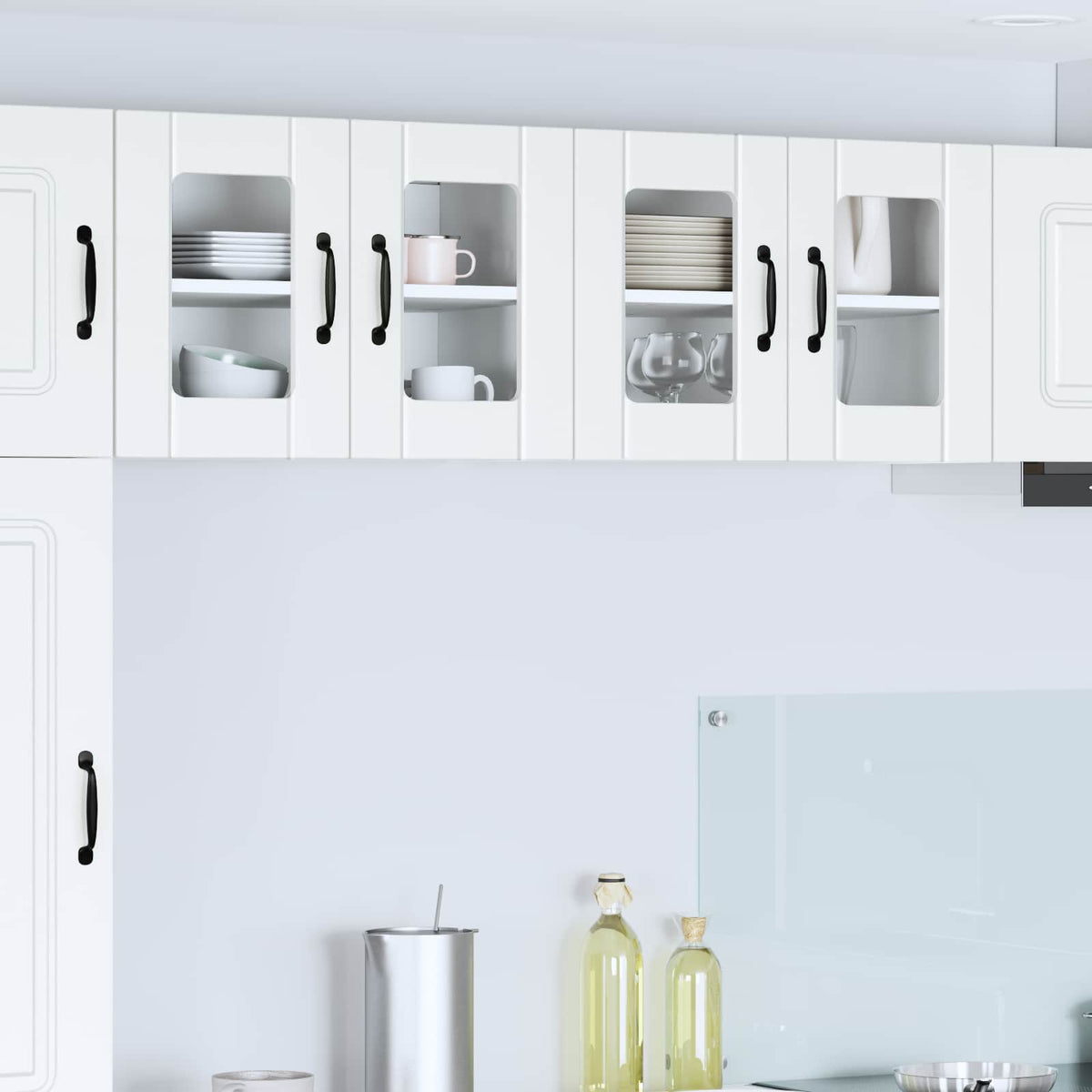 Wall Glass Cabinet LUCCA 2 pcs 40 x 31 x 80 cm White 2x wall glass cabinet (2 doors) 60 cm wide 40 cm high