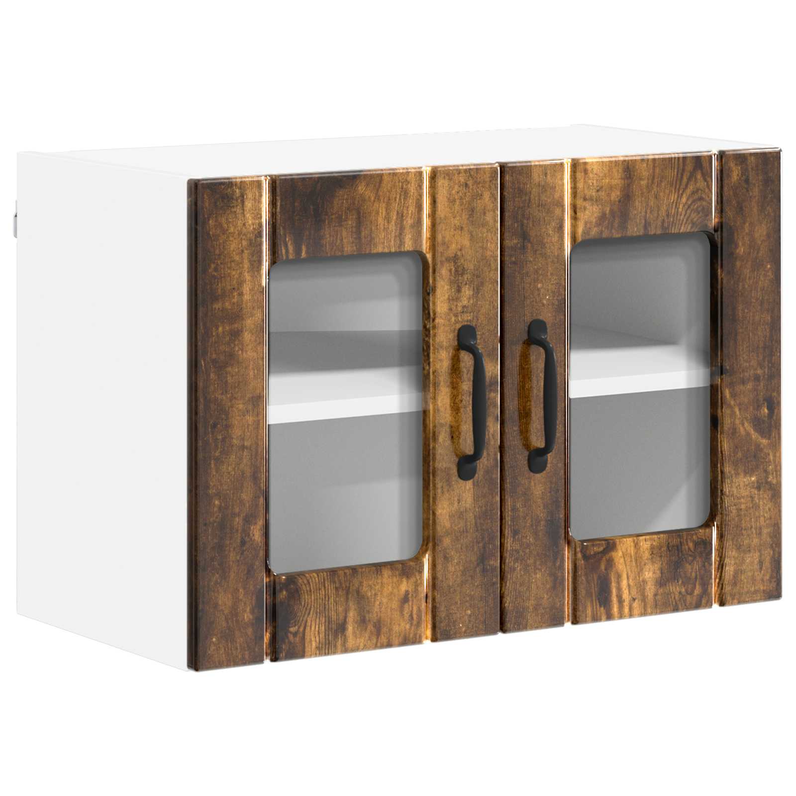 vidaXL Wall Glass Cabinet LUCCA Smoked Oak 60 x 31 x 40 cm 2