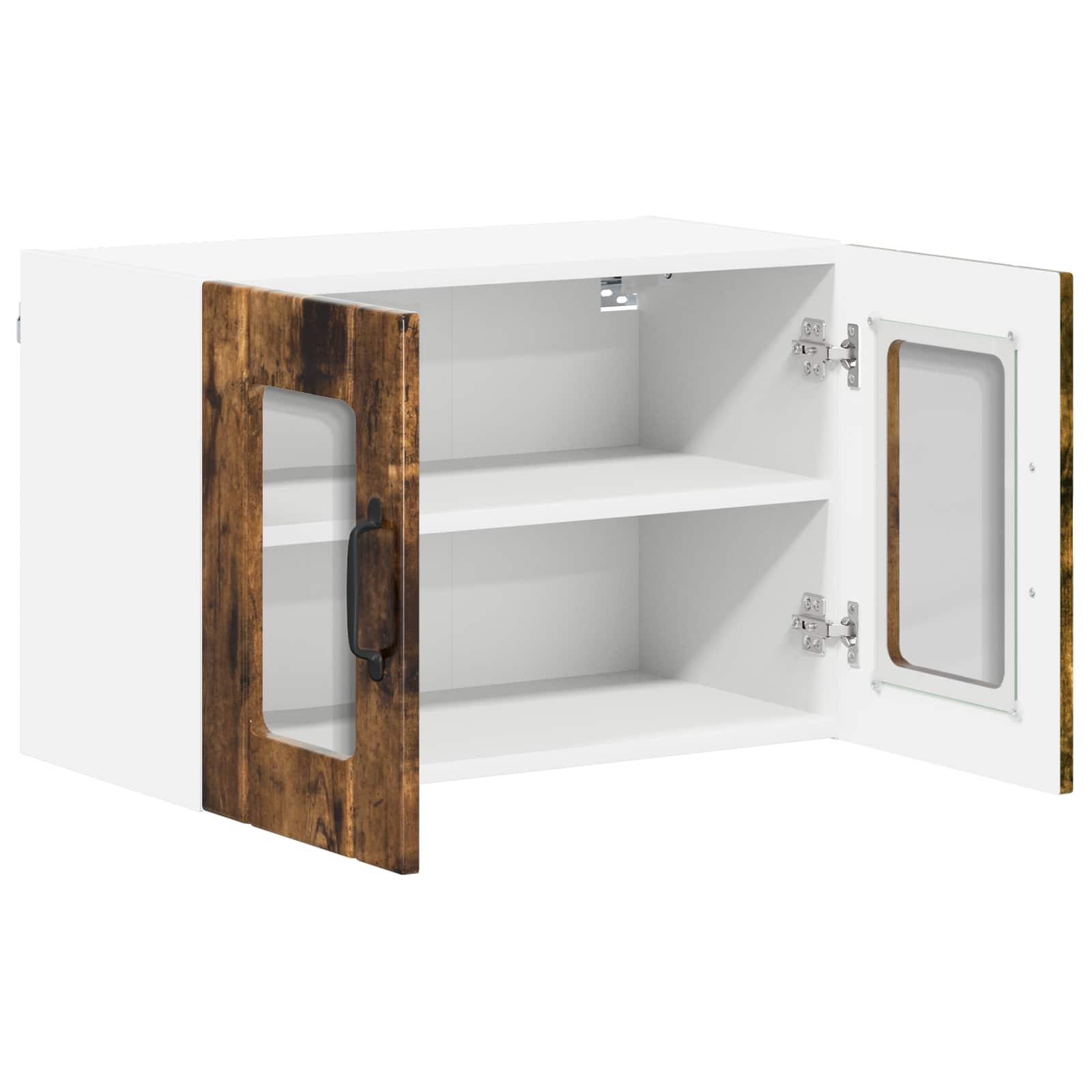vidaXL Wall Glass Cabinet LUCCA Smoked Oak 60 x 31 x 40 cm 5