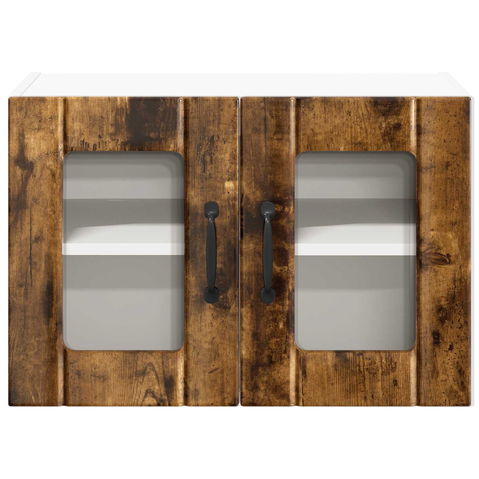 vidaXL Wall Glass Cabinet LUCCA Smoked Oak 60 x 31 x 40 cm 6