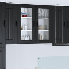 vidaXL Wall Glass Cabinet LUCCA Black 40 x 31 x 80 cm Engineered Wood 1