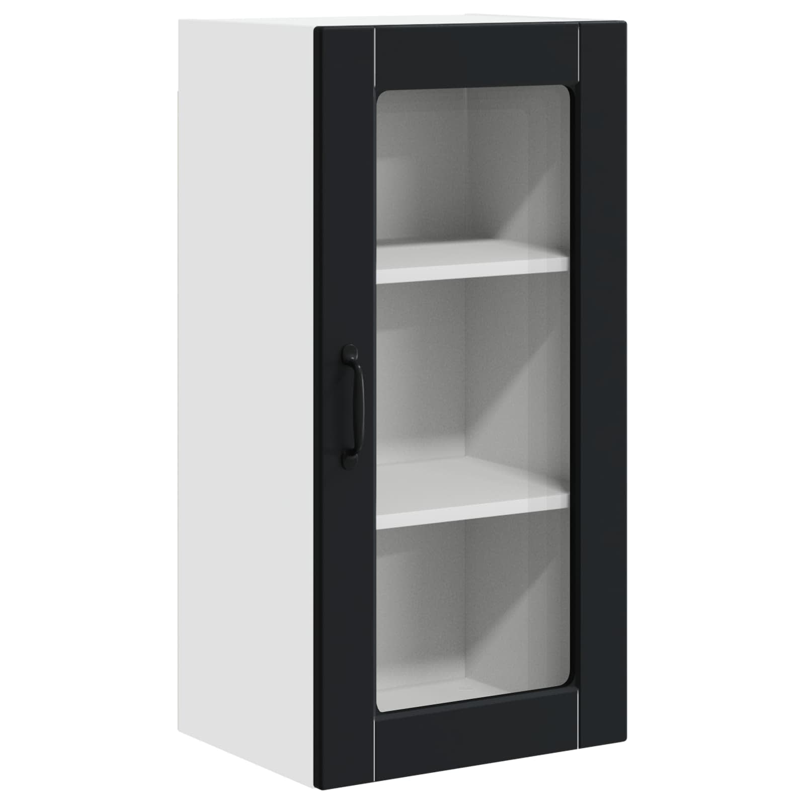 vidaXL Wall Glass Cabinet LUCCA Black 40 x 31 x 80 cm Engineered Wood 2