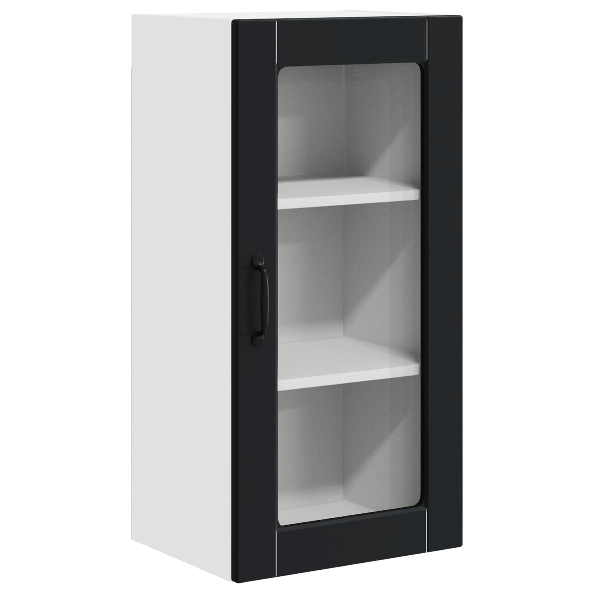 Kitchen Wall Cabinet with Glass Door "Lucca" Black 1x wall corner cabinet 57 cm wide 100 cm high–2x wall glass cabinet (1 door) 40 cm wide 40 cm high 1x wall glass cabinet (1 door) 40 cm wide 80 cm high