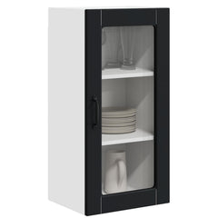 vidaXL Wall Glass Cabinet LUCCA Black 40 x 31 x 80 cm Engineered Wood 3
