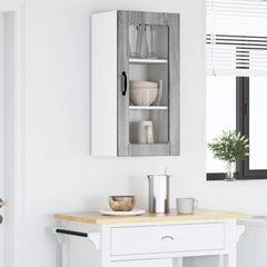 Wall Glass Cabinet LUCCA 2 pcs 40 x 31 x 80 cm Grey Sonoma 2x wall glass cabinet (1 door) 40 cm wide 80 cm high