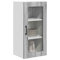 Wall Glass Cabinet LUCCA 2 pcs 40 x 31 x 80 cm Grey Sonoma 2x wall glass cabinet (1 door) 40 cm wide 80 cm high
