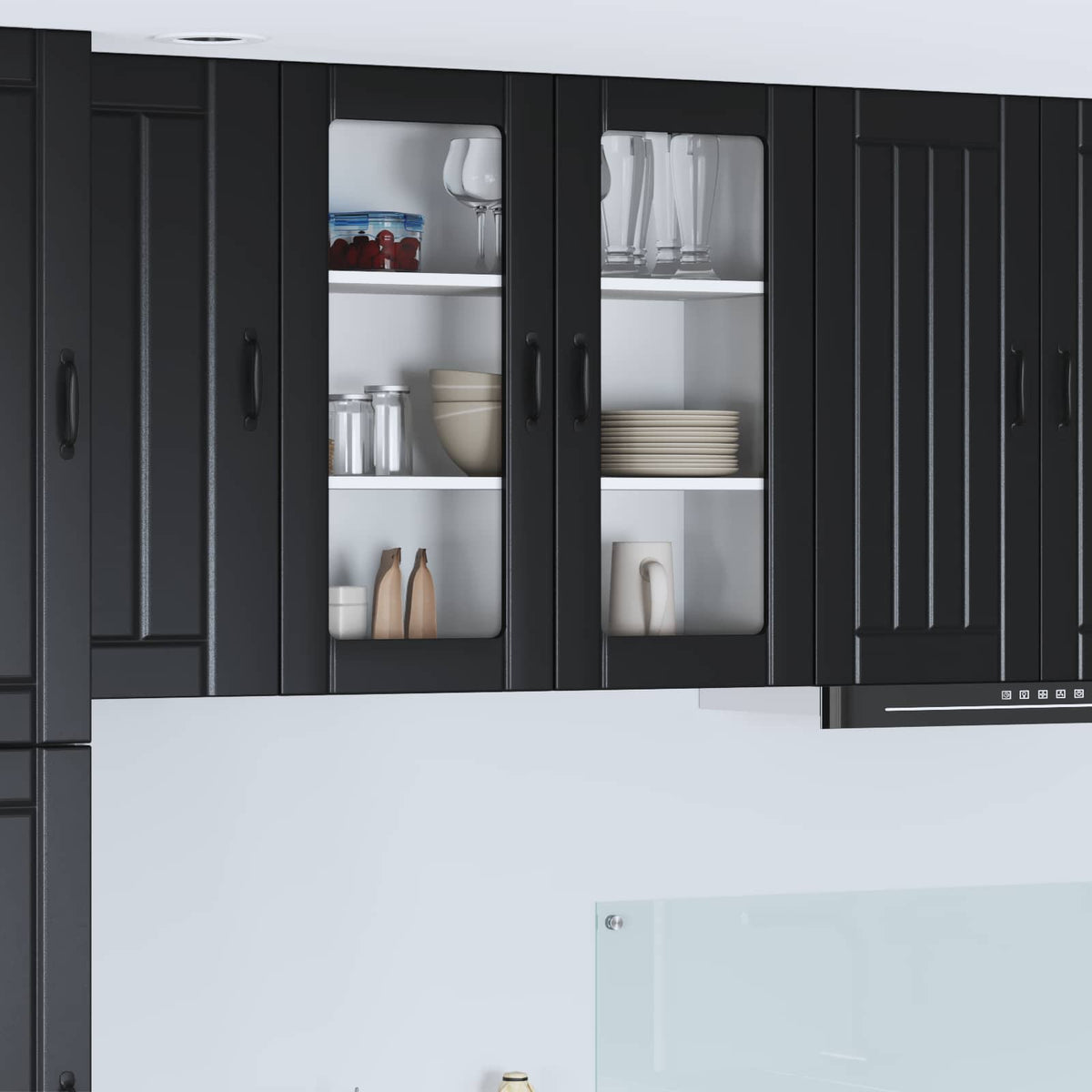 vidaXL Kitchen Wall Cabinet with Glass Door "Lucca" Black