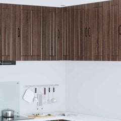 Kitchen Wall Cabinet "Lucca" Engineered Wood Brown Oak 1x wall corner cabinet 57 cm wide 80 cm high