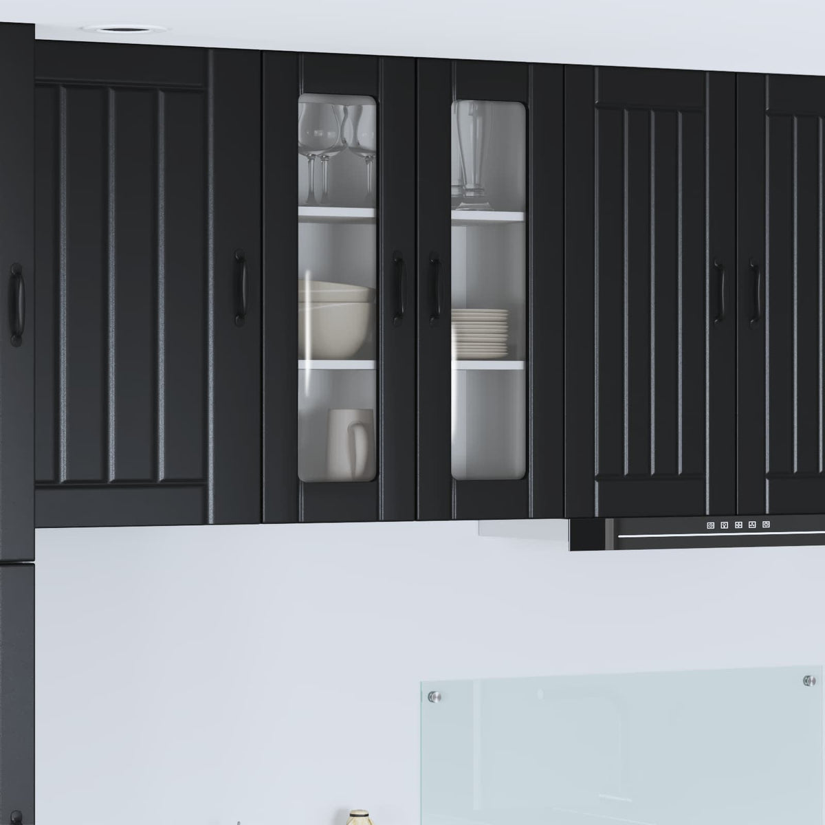 vidaXL Kitchen Wall Cabinet with Glass Door "Lucca" Black
