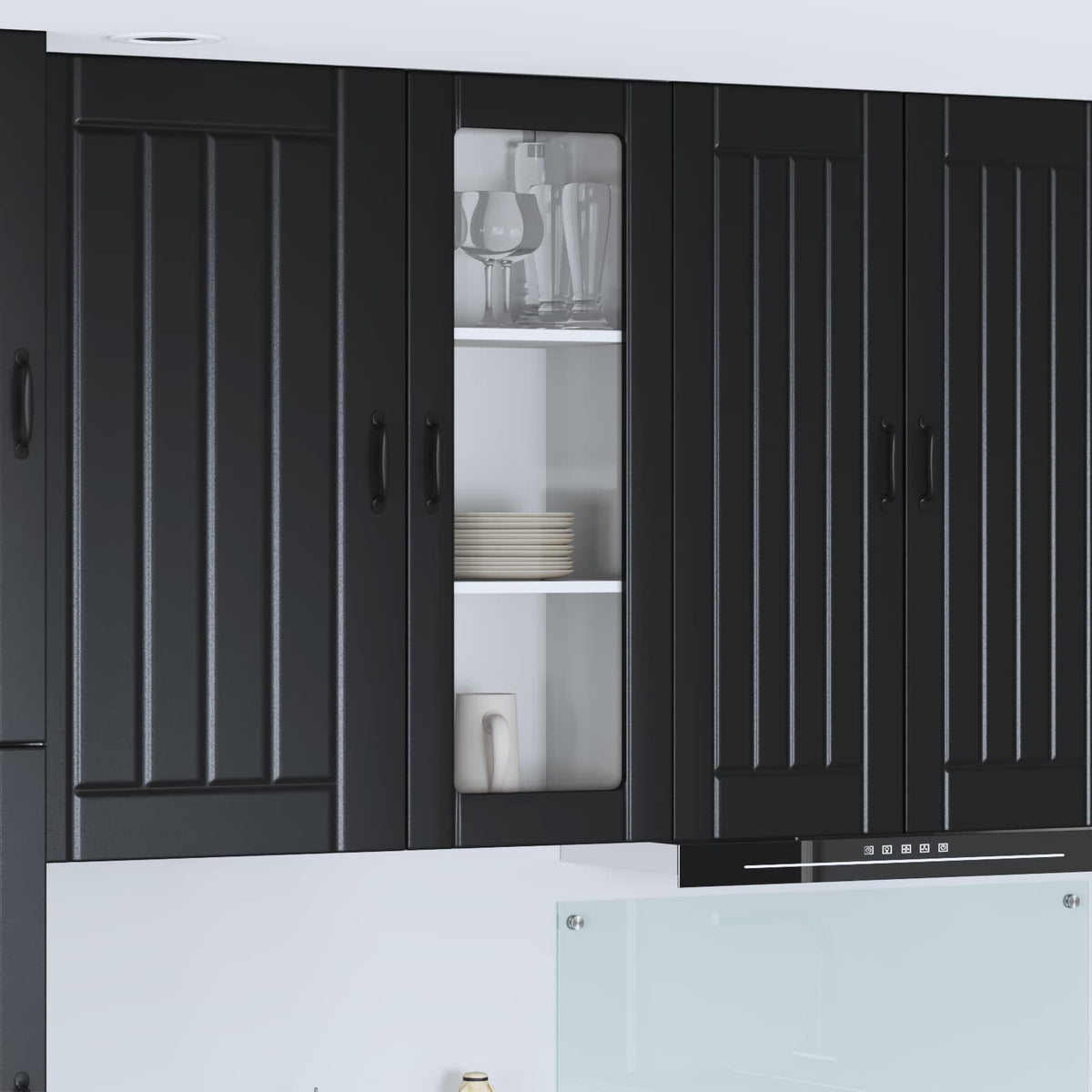 vidaXL Kitchen Wall Cabinet with Glass Door "Lucca" Black