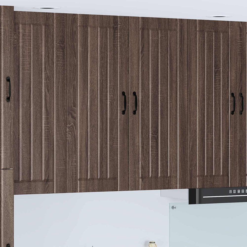 Kitchen Wall Cabinet "Lucca" Engineered Wood Brown Oak 1x wall cabinet (2 doors) 80 cm wide 100 cm high
