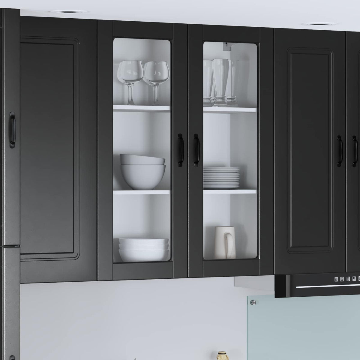 vidaXL Kitchen Wall Cabinet with Glass Door "Lucca" Black