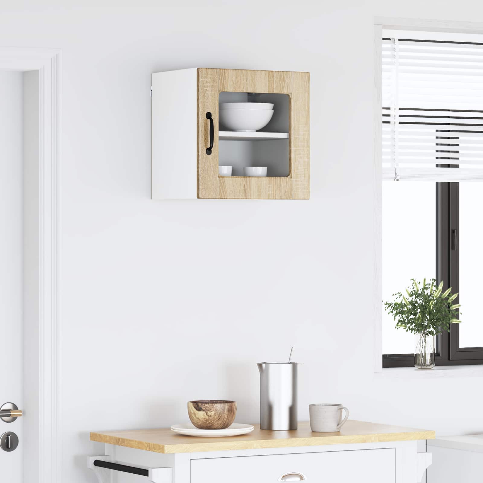 vidaXL Wall Glass Cabinet PORTO Sonoma Oak 40 x 31 x 40 cm 4