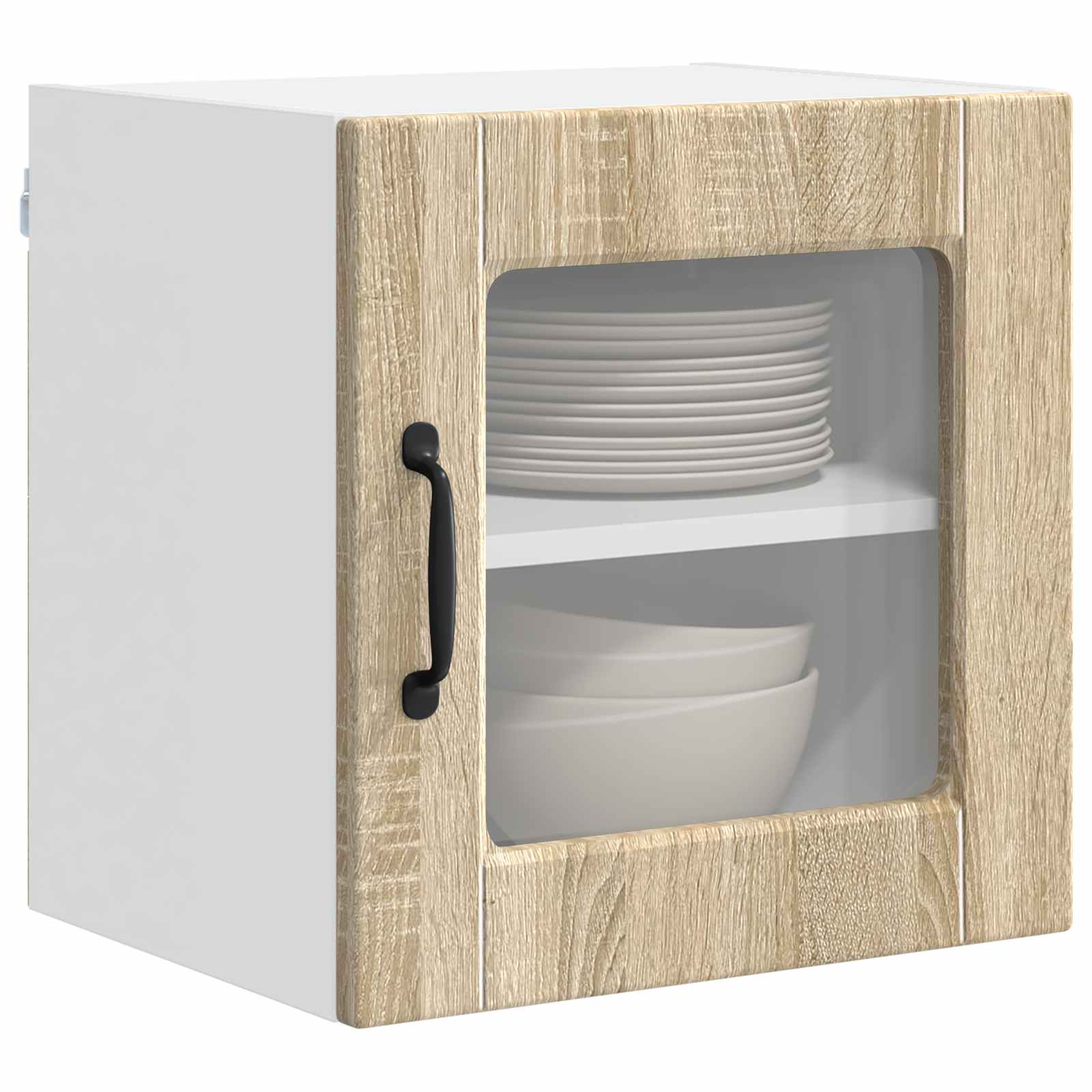 vidaXL Wall Glass Cabinet PORTO Sonoma Oak 40 x 31 x 40 cm 3
