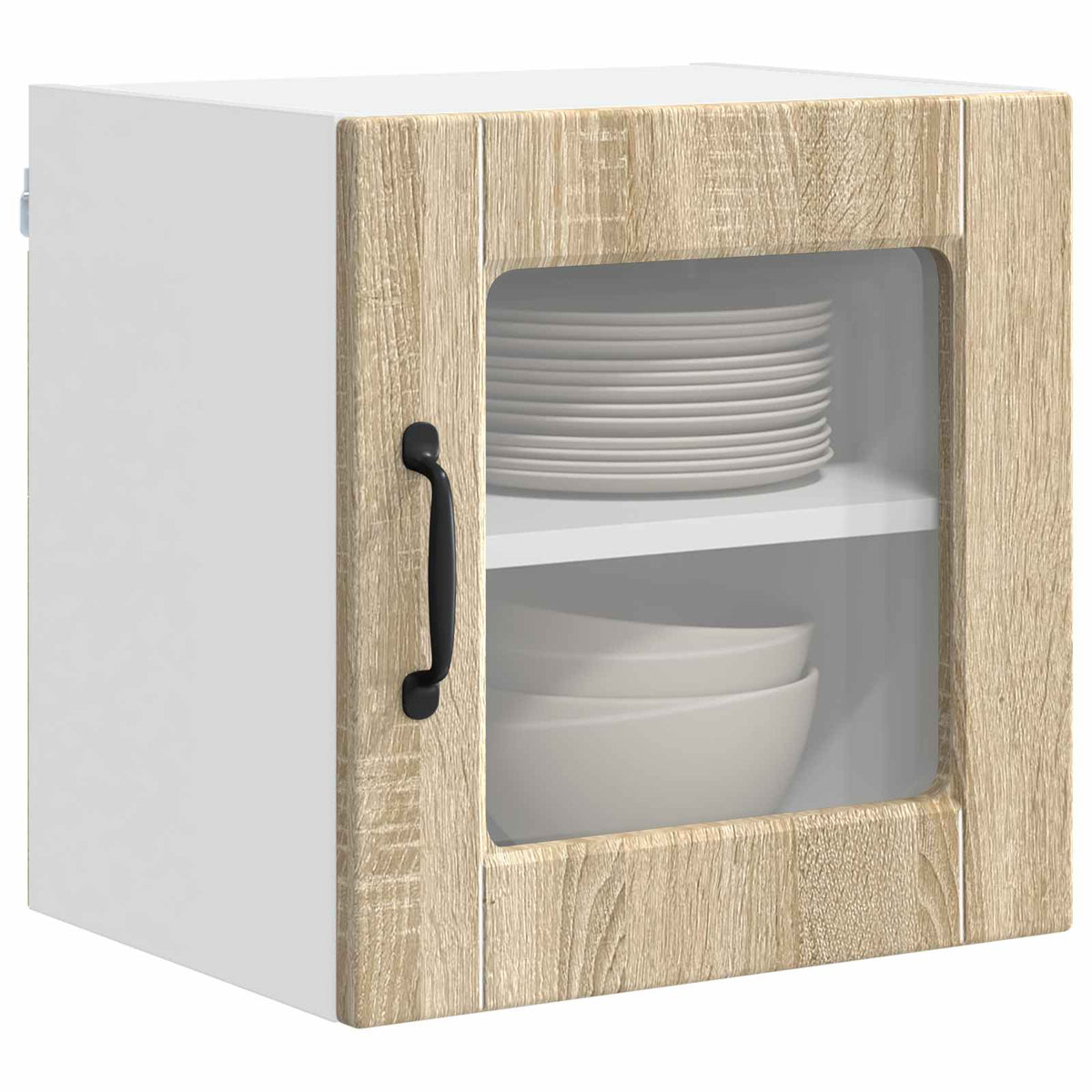 Kitchen Wall Cabinet with Glass Door "Porto" Sonoma oak 1x wall glass cabinet (1 door) 40 cm wide 40 cm high–2x wall glass cabinet (1 door) 40 cm wide 80 cm high 1x wall glass cabinet (1 door) 40 cm wide 40 cm high