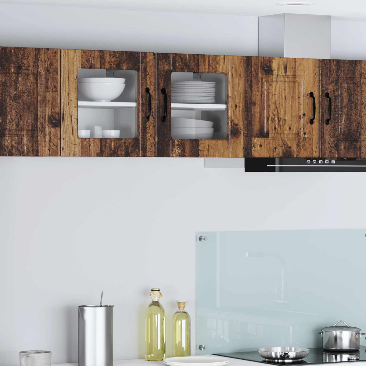 Kitchen Wall Cabinet Glass Door Porto Old Wood wide high