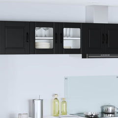 vidaXL Wall Glass Cabinet PORTO Black 80 x 31 x 40 cm Engineered Wood 1